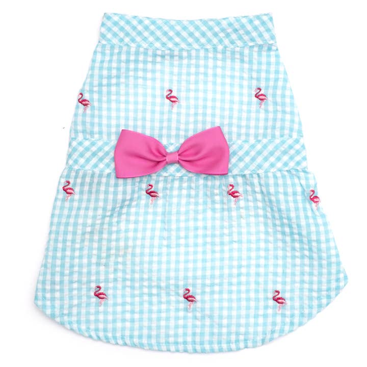 Gingham Flamingos Kjole for engroshandel hos The Worthy Dog