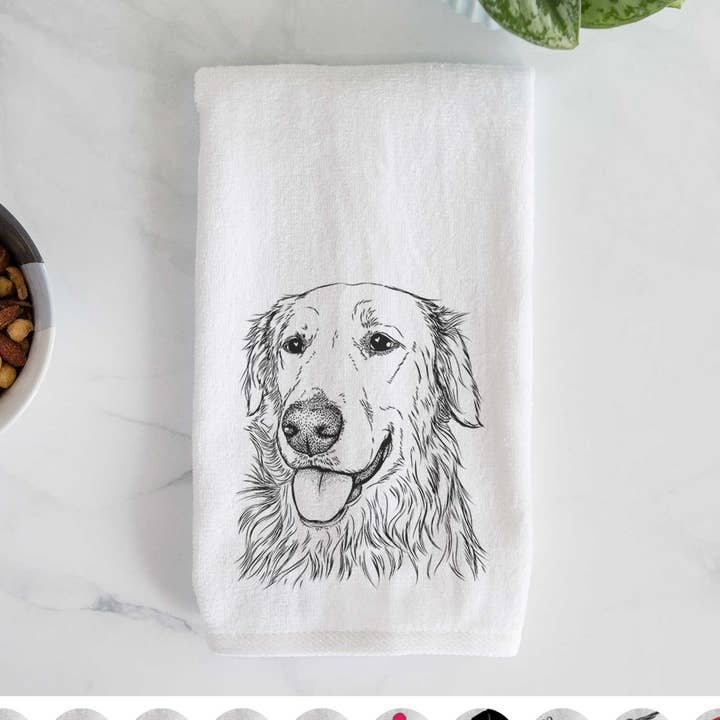 Hopper the Golden Retriever Hand Towel for wholesale by Inkopious