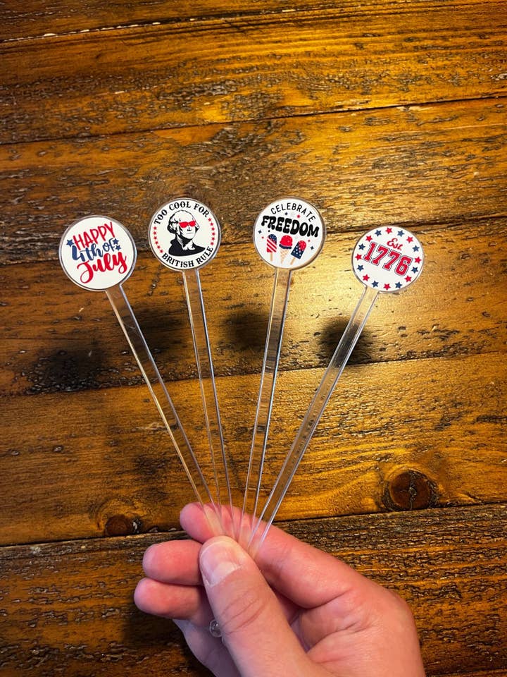 Fourth of July Drink Stirrers - Set of 20 Stirrers for wholesale by Stir Crazy Sticks
