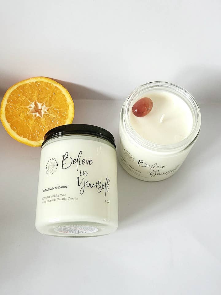 Vela de cristal de cornalina Believe in Yourself para venta al por mayor de 6ix Wicks Candle & Crystal