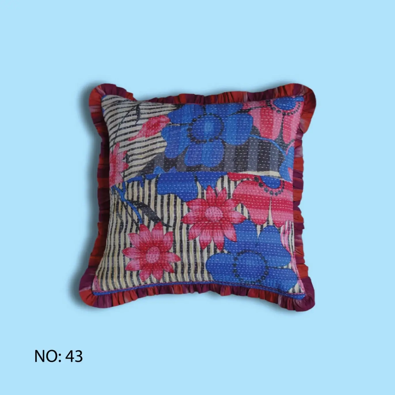 Annahmol - Wholesale Throw Pillow Cover - One of a Kind Vintage Kantha & Ikat Pillow 237
