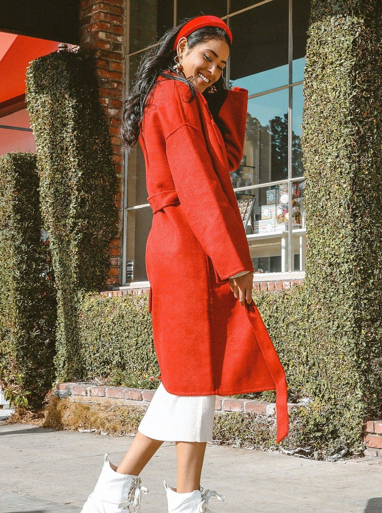 Burgundy Bergen Full Length Wool Coat for wholesale on Faire3