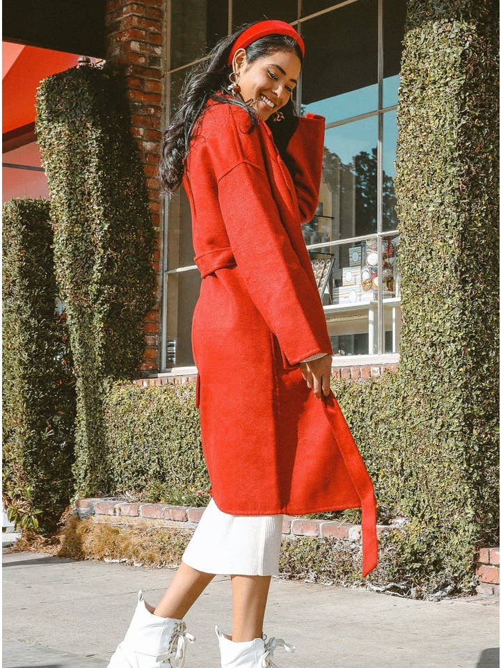 Burgundy Bergen Full Length Wool Coat for wholesale on Faire3