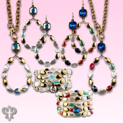 Pink Panache Brands - Wholesale Pendant/charm necklace - Oval bead teardrop pendant necklace with Austrian crystal5