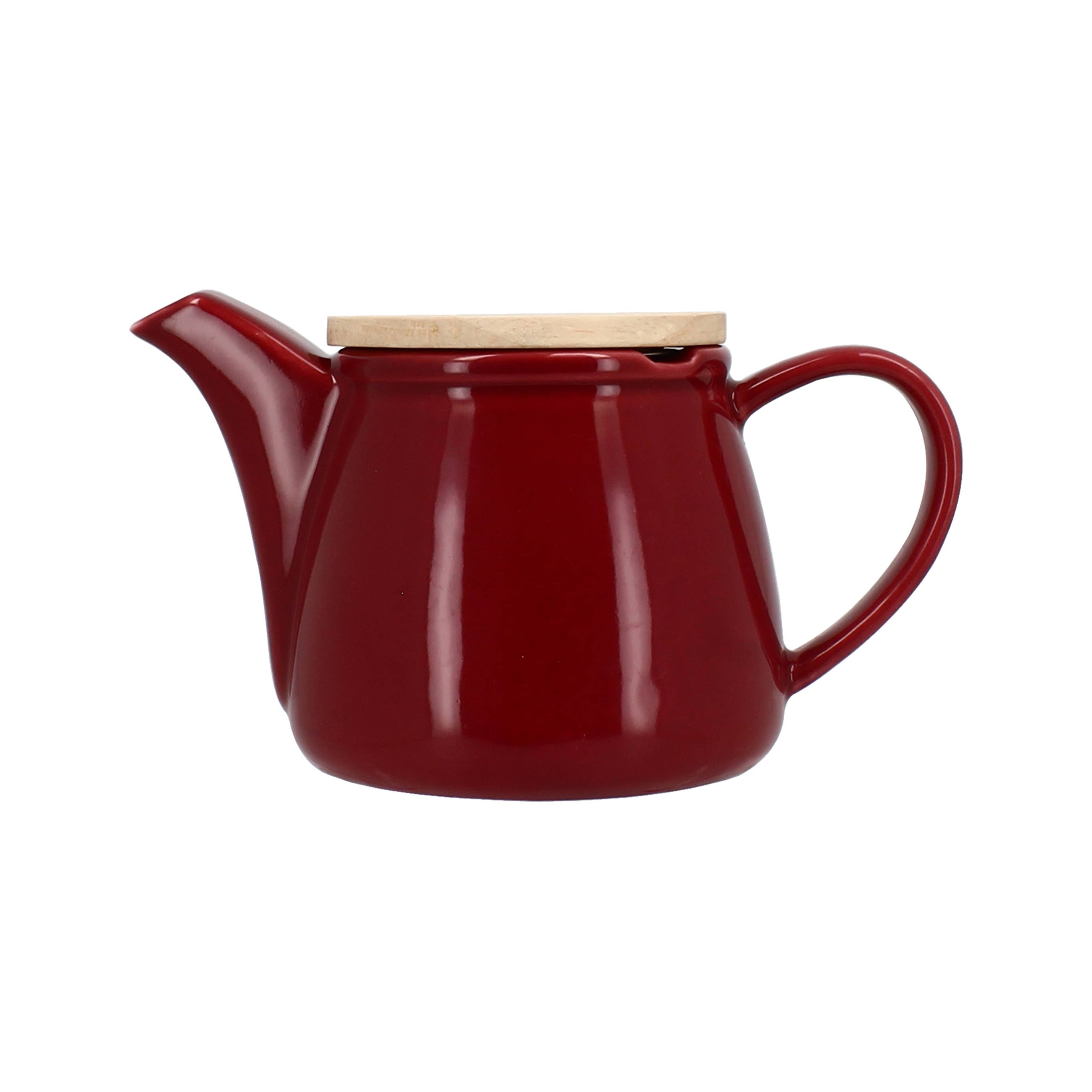 Novastyl – wholesale Tea pot – Anna 500ml magenta stoneware teapot with bamboo lid1