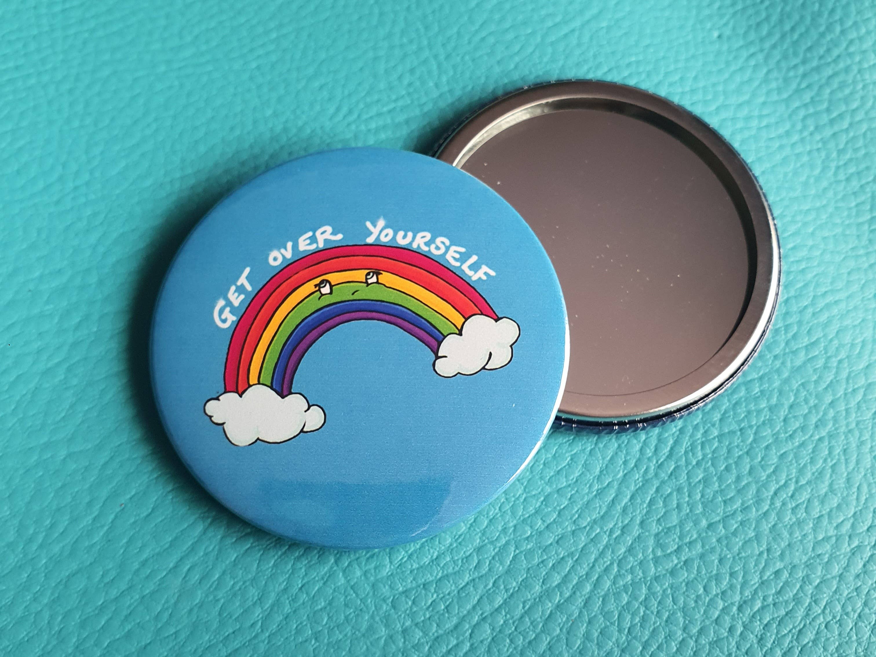 Hashley Art – wholesale Compact mirror – Get over yourself rainbow pocket mirror1