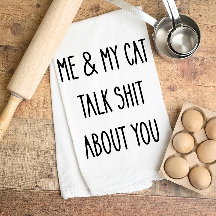 Asciugamano da cucina Me and My Cat Talk About You per la vendita all'ingrosso da parte di Love You a Latte Shop