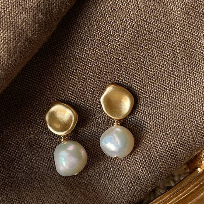 Katinki - Wholesale Dangle Earrings - Gold Pearl Drop Earrings with Modern Design1