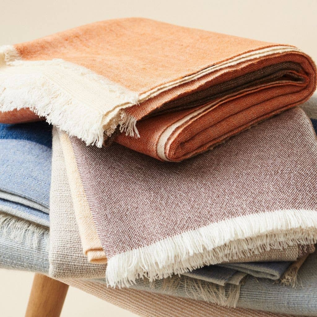 Orange Chestnut Soft Merino Linen Handloom  Throw / Blanket for wholesale on Faire11