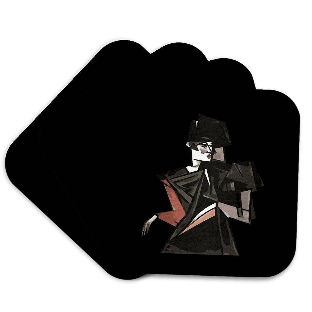 3dRose - Wholesale Coasters - 3dRose, Goth Girl Dancing Geometric Abstract Art Cut Out, Coaster7