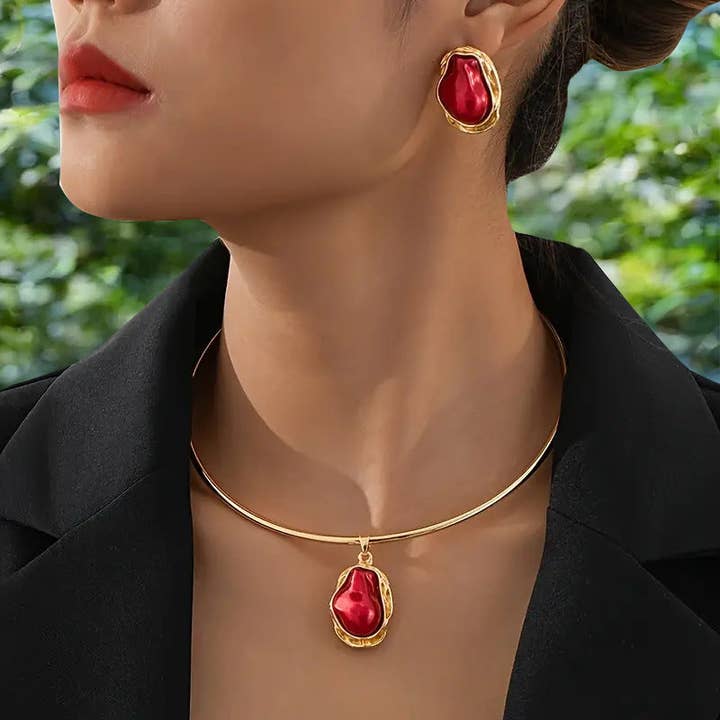 Your Beautiful Boutique - Wholesale Jewelry Set - Elegant Imitation Pearl Earrings Necklace Set