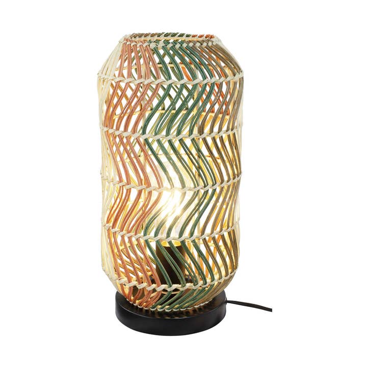 Lampada da tavolo in rattan intrecciato 4 colori e metallo Fosco per la vendita all'ingrosso da parte di C-Création