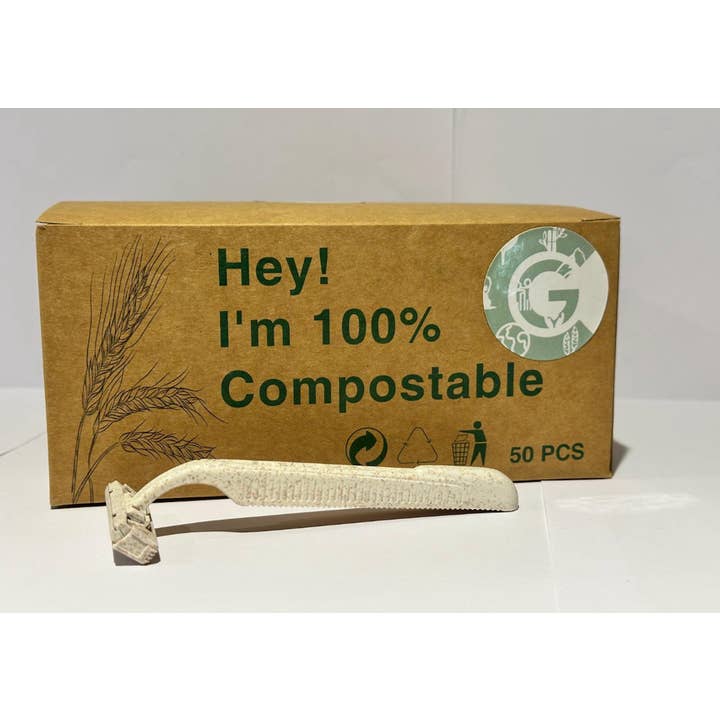 50 Disposable Shaving Razors - Compostable & Biodegradable  for wholesale by Conscious Generation