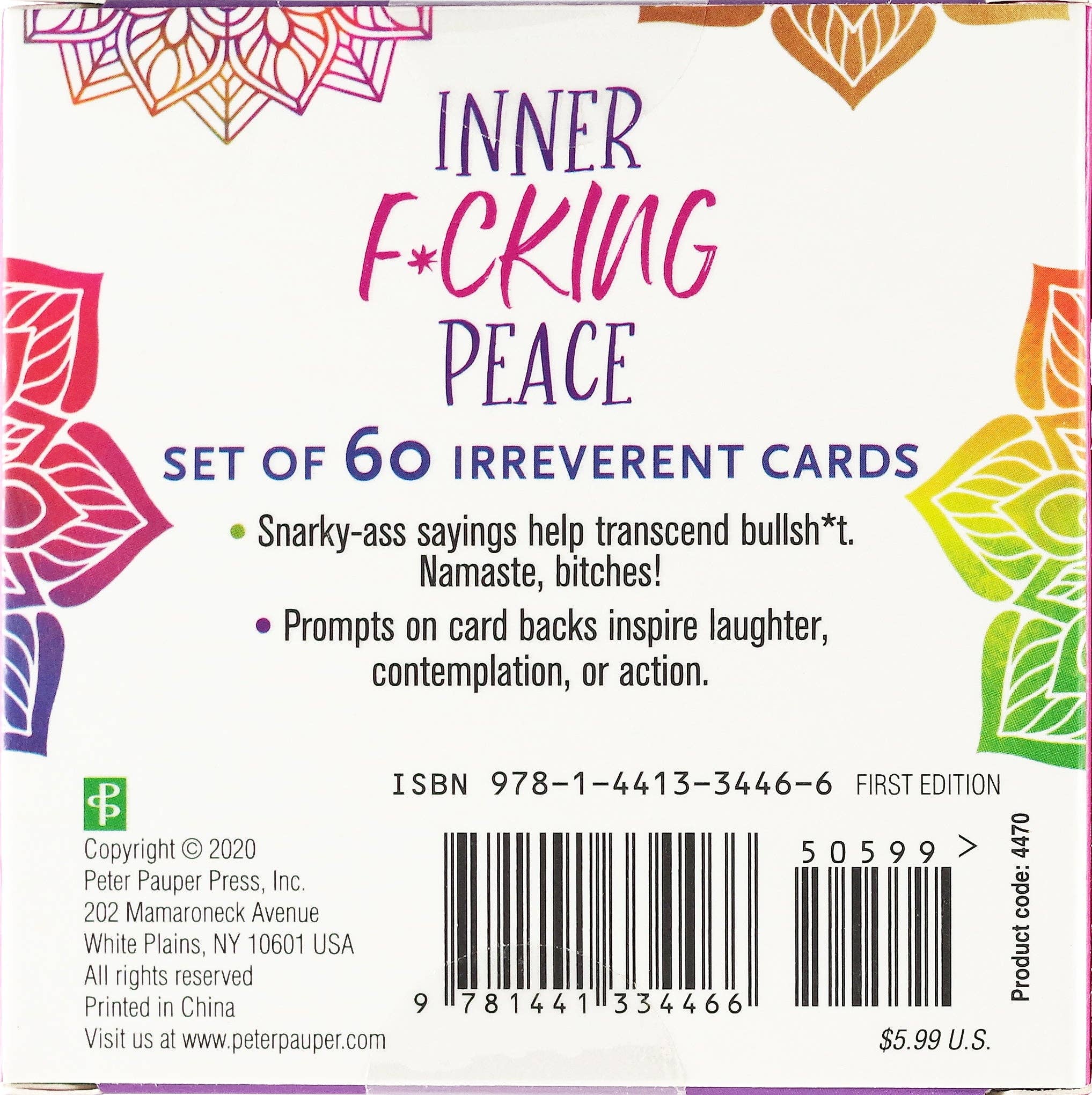 Peter Pauper Press - Wholesale Tarot Cards - Inner F*cking Peace Card Deck (Set of 60 Irreverent Cards)8