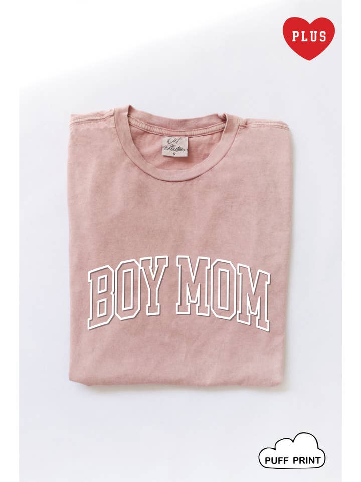 OAT COLLECTIVE - Wholesale Screen Printed T-Shirt - Women's - BOY MOM PUFF Plus Mineral Graphic Top