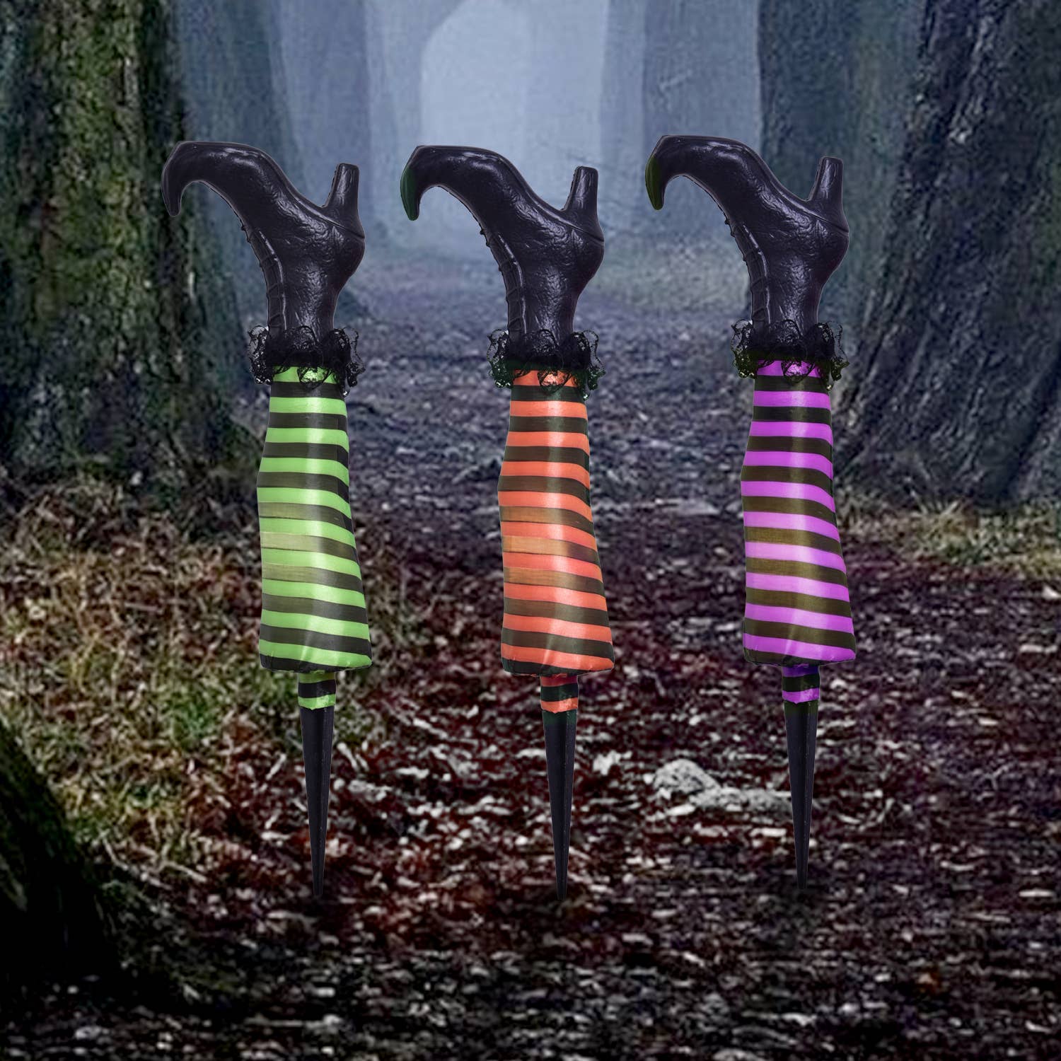 Fun Little Toys – wholesale Outdoor ornament/decor – 3 PCs Halloween Witch Leg Lights