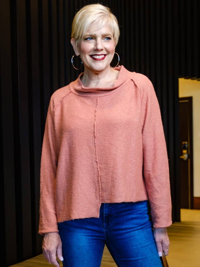 Whitney French Terry Seam Top (BLS144) for wholesale by TINA Stephens Italy/Tees By Tina