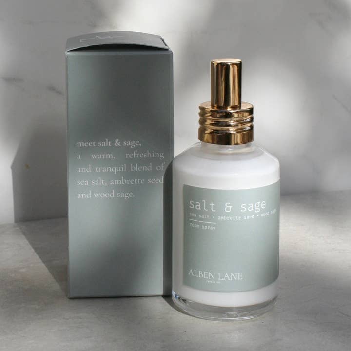salt & sage room spray for wholesale by Alben Lane Candle Co.