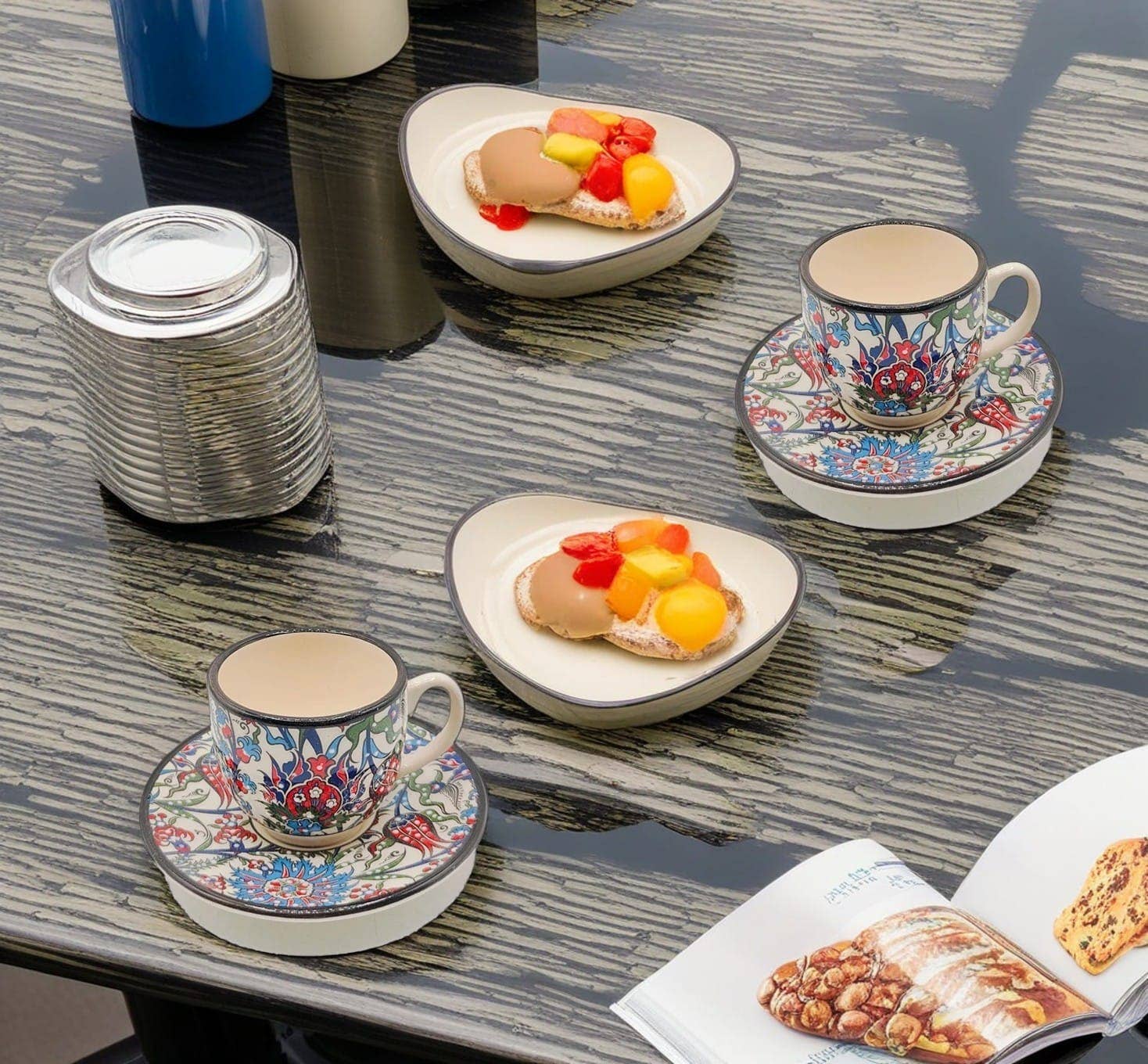 Etnico del Mondo - Vente Tasse à café/thé - Ensemble de 6 Tasses à Café/Cappuccino en Céramique Turque Décorée #76