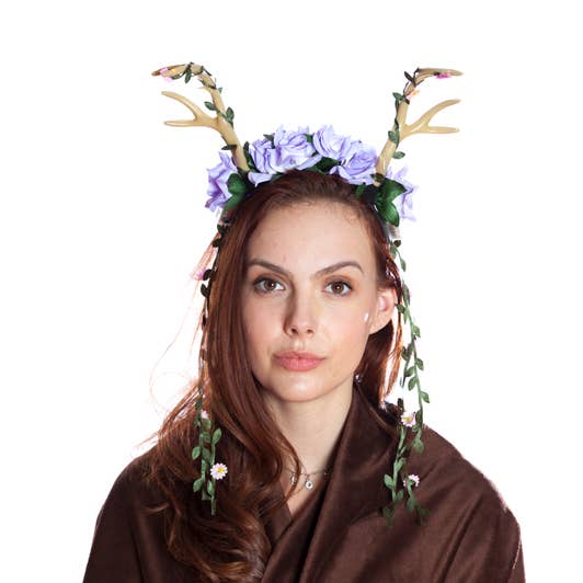 KBW Global Corp. - Wholesale Fashion Headband - Unisex - Purple Floral Antlers Headband0