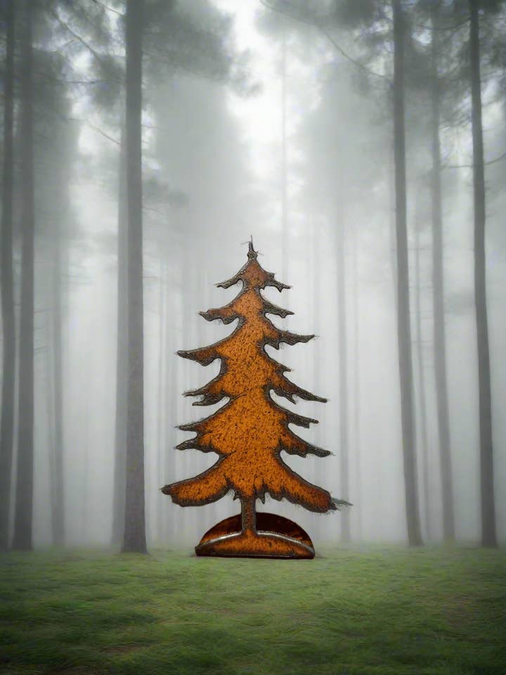 Figurine de lodge en métal rustique DOODAD Emporium Pine Tree pour la vente par Universal Ironworks USA