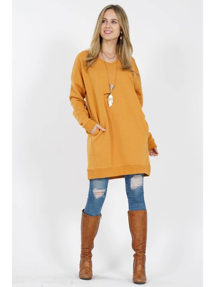 42POPS - Wholesale Tunic - Women's - ", SC26557 Two-pocket oversize fleece tunic
