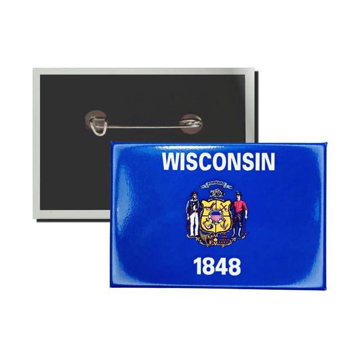Plaque Horizontale - Drapeau État Wisconsin - USA pour la vente par Astur Pins
