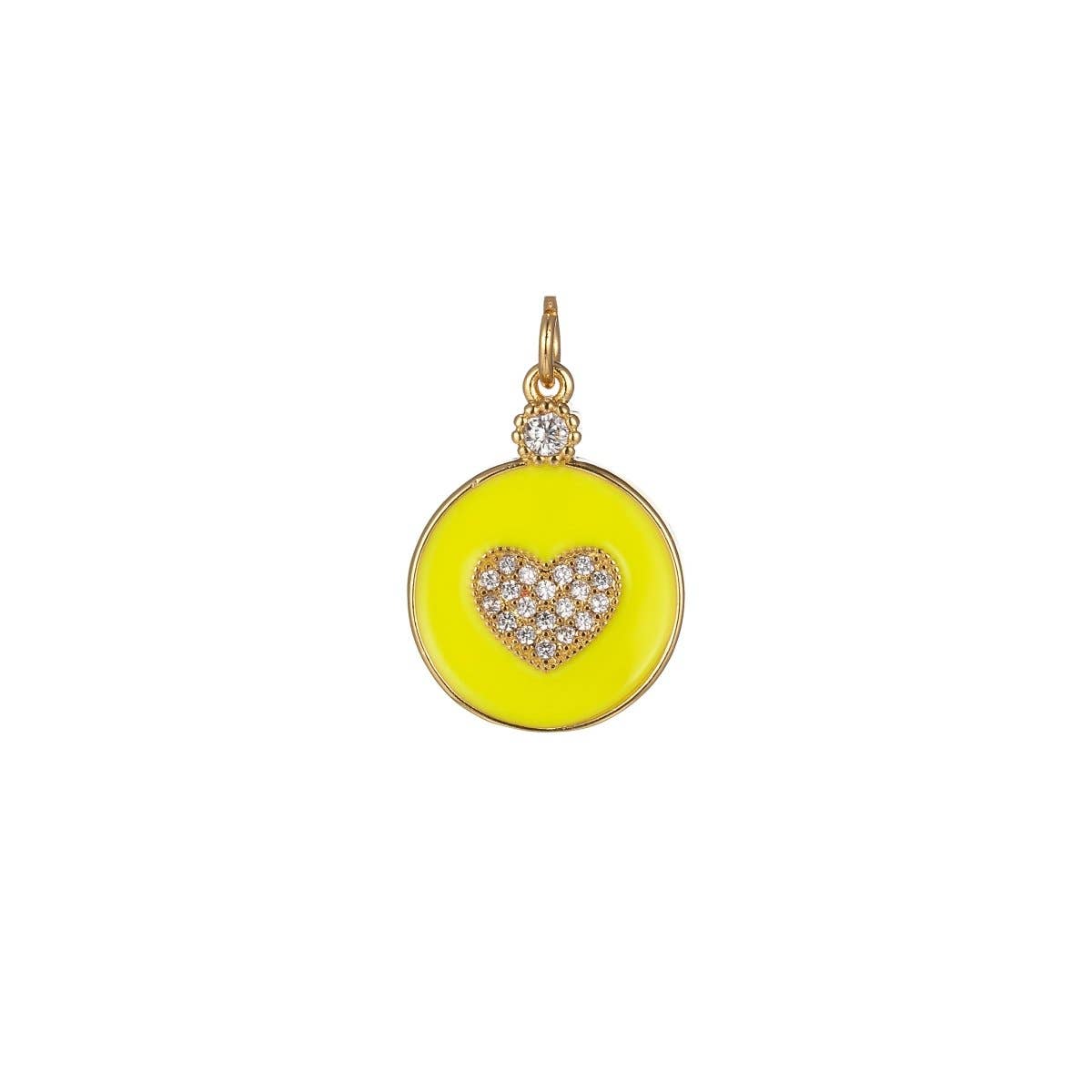 Aim Eternal – wholesale Individual charm/pendant – Dainty Gold Filled Coin Enamel Charm with Micro Pave Heart For Colorful Candy Jewelry Y2K Jewelry M-438 - M-4479
