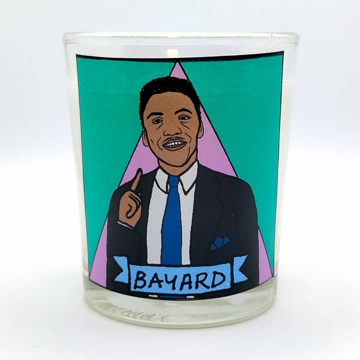 Bougie votive en verre Bayard Rustin pour la vente par Flaming Idols