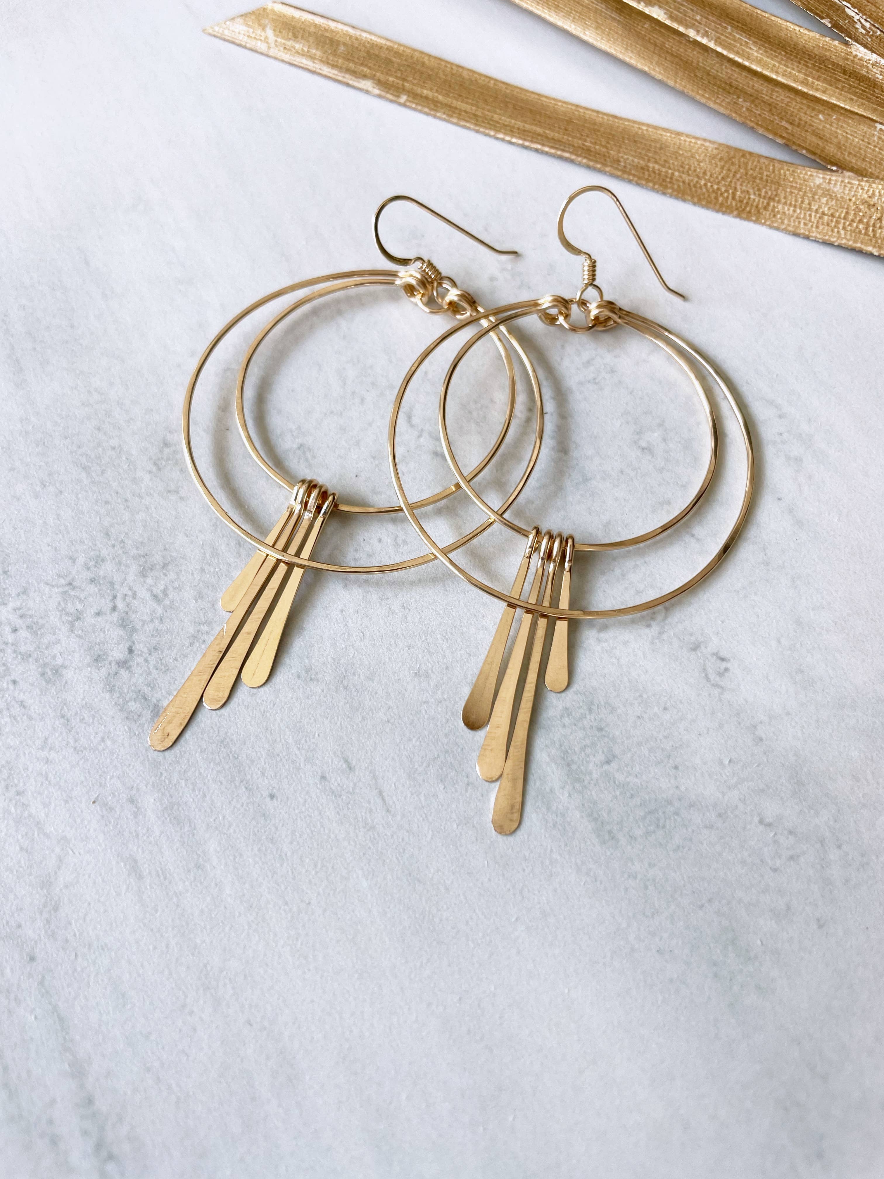 Quinn Sharp Handmade - Wholesale Hoop Earrings - Double Circle Hoop Metal Fringe | 14kt Gold Filled, Sterling2