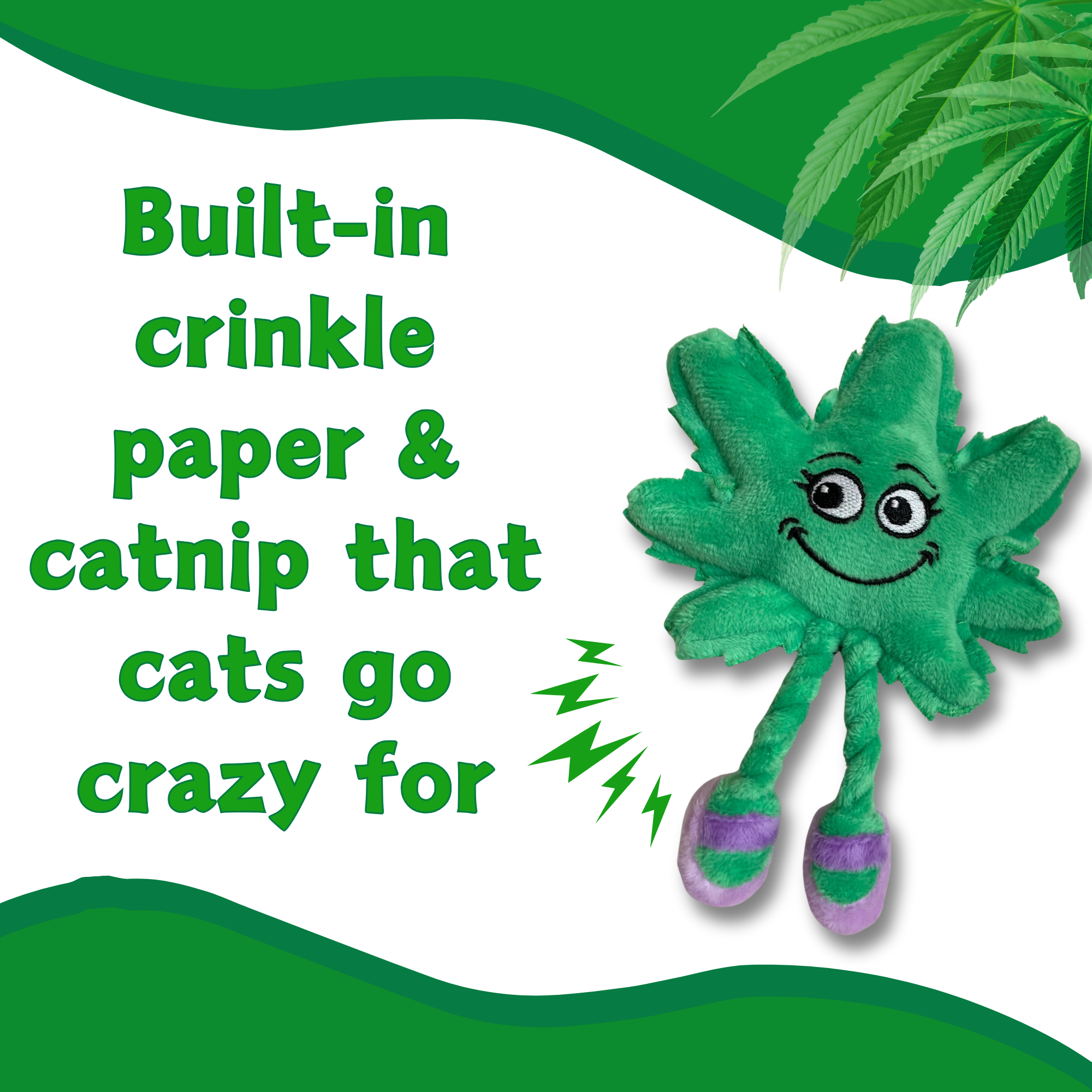PAW:20 - Wholesale Pet Toy - Cat - Lil' Mary Jane the Marijuana Leaf, Plush Catnip Cat Toy2