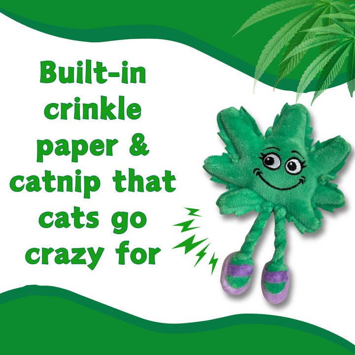 PAW:20 - Wholesale Pet Toy - Cat - Lil' Mary Jane the Marijuana Leaf, Plush Catnip Cat Toy2