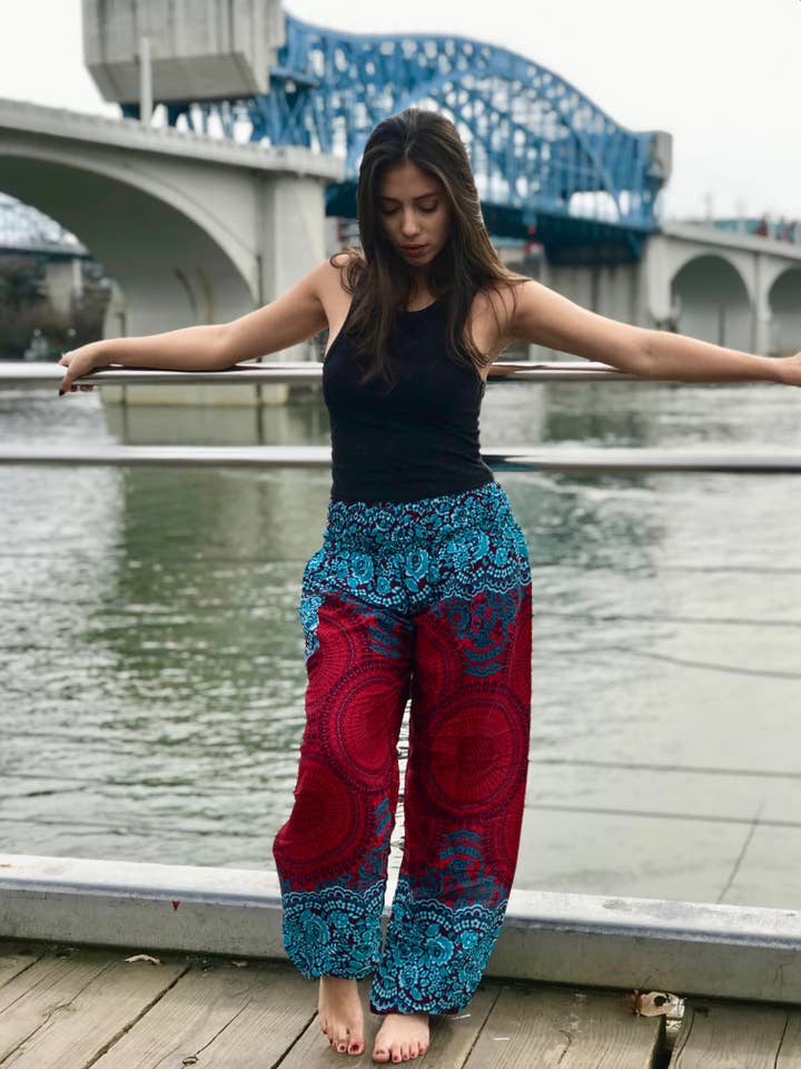 The Elephant Temple - Wholesale Pants - Women's - Mandala Elephant Pants-Red and Teal5