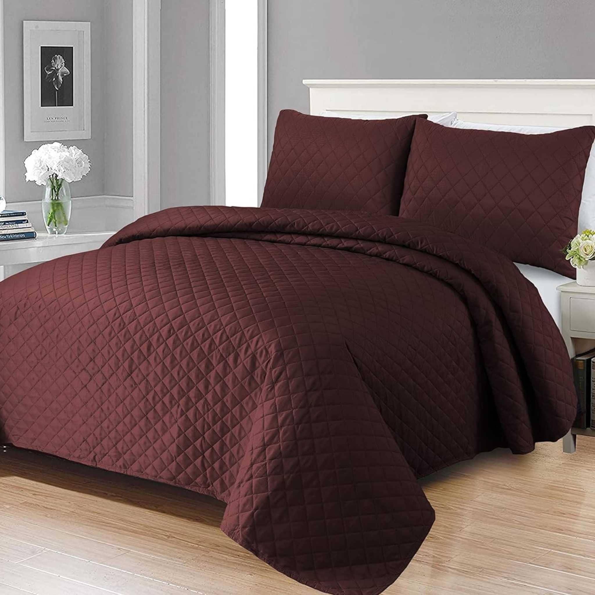 Beach Stone – wholesale Bedding set – Quilted Diamond floral pattern 3pcs comforter Set Quilted Luxury Bed Throws30