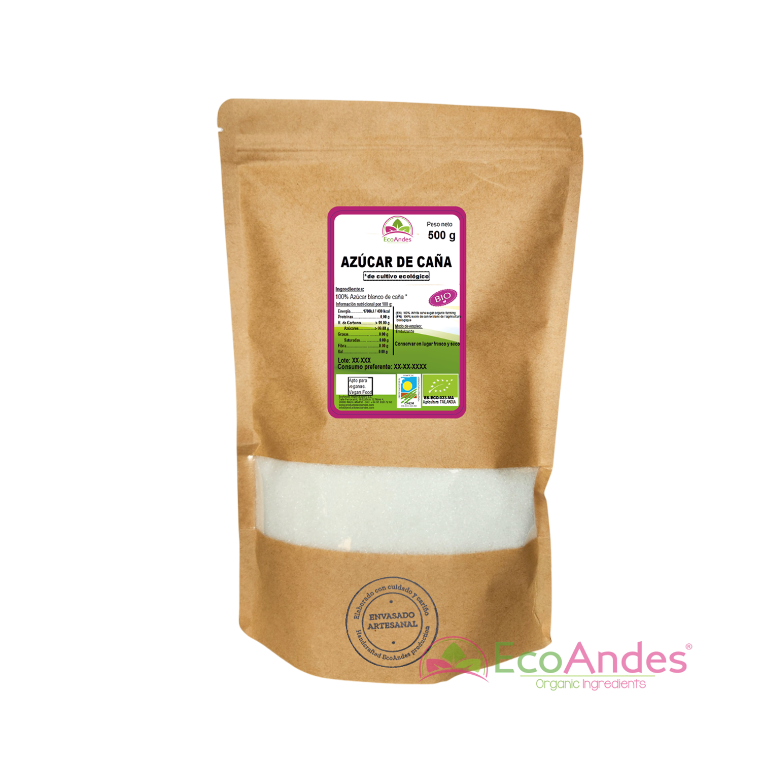 ECOANDES - Wholesale Sugar/Sweetener - White cane sugar 500g - BIO0