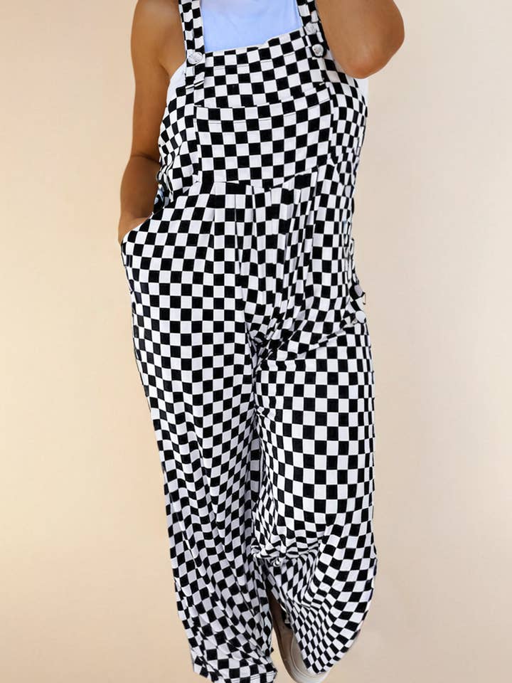 Checkered Print Pocketed Wide Leg Jumpsuit and other Purchase Wholesale patchwork jumpsuit. Free Returns & Net 60 Terms on Faire trending on Faire.