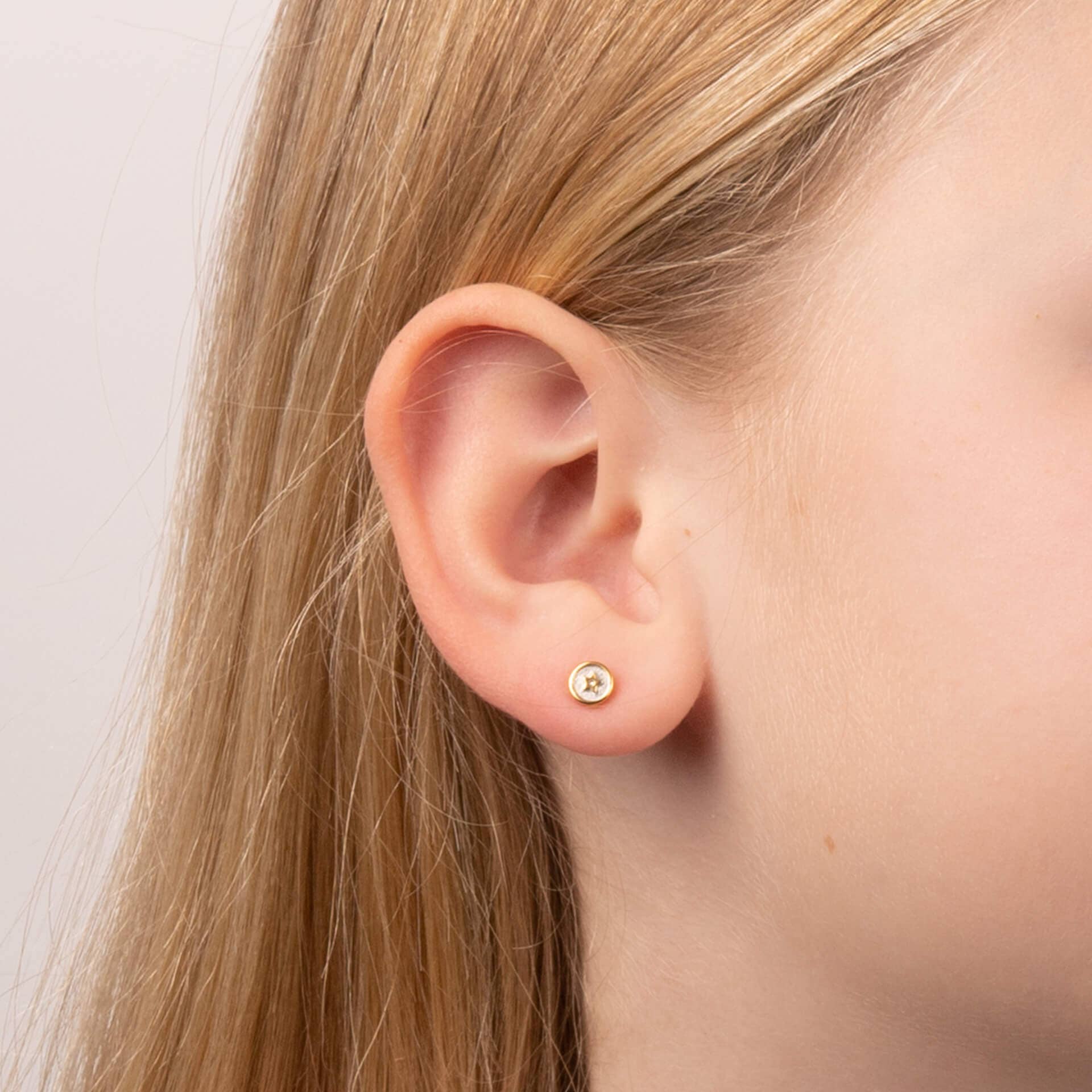 Gecko Jewellery - Wholesale Earrings - Kids - Shooting Star Round Stud Earrings with Diamond1