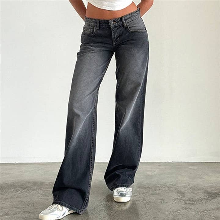 Jeans de Perna Reta Solta por atacado de FurDecoration