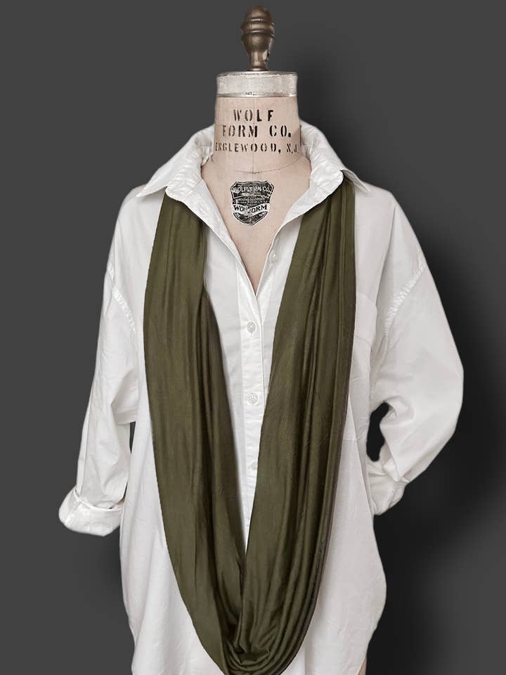 Teal Blue/Cargo Green Jersey Knit Infinity Scarf set for wholesale by Bean & Dot