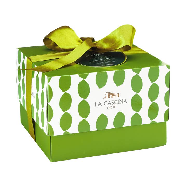 Panettone con Crema al Pistacchio Di Bronte conf. elegante per la vendita all'ingrosso da parte di La Cascina 1899