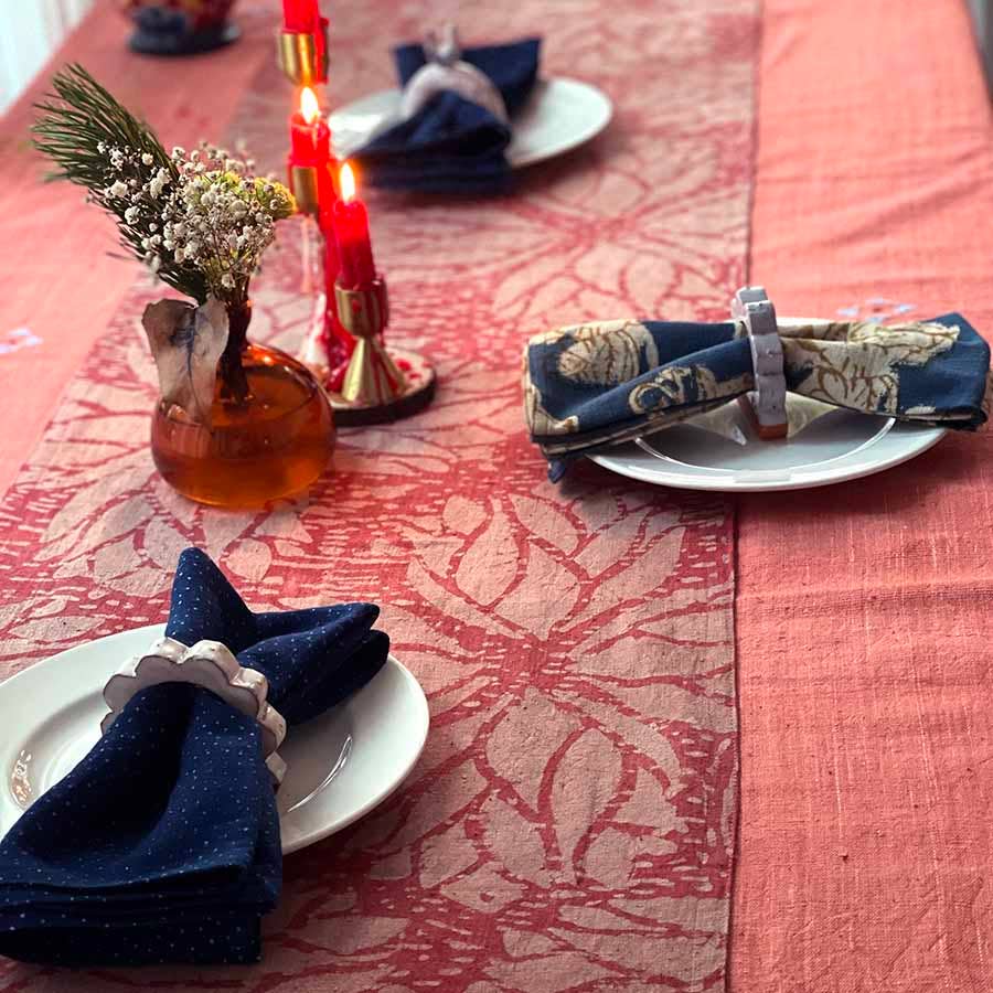 Ichcha - Vendita all'ingrosso Tovaglioli da tavola in stoffa - Tovaglioli per Cena Festiva, Set di 4 in Cotone Organico - Oro Rosa3