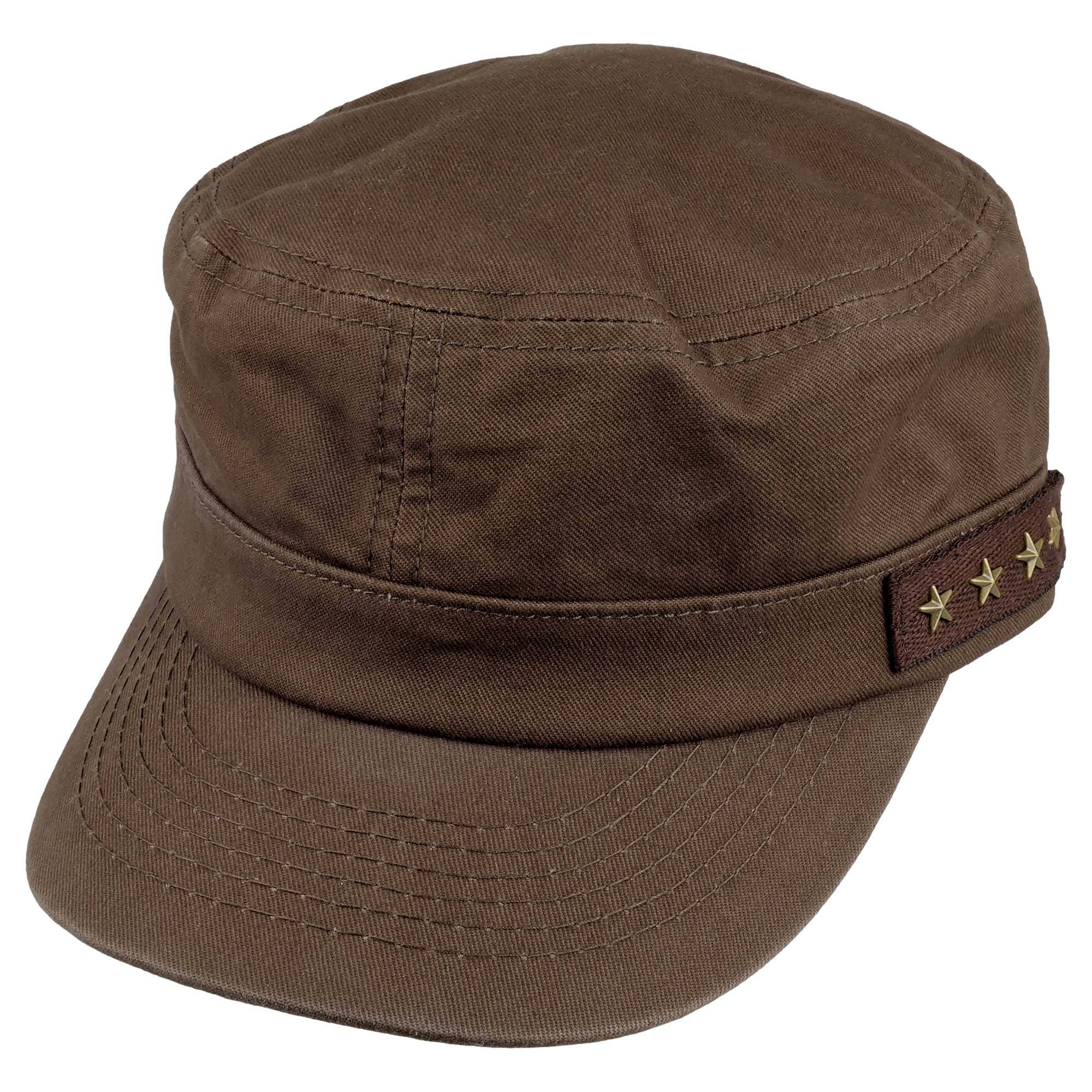 Tribal Trade GmbH - Wholesale Honkbalpet - Uniseks - Legerkap Militaire Kap bruin-donker zijwaarts accent sterren0