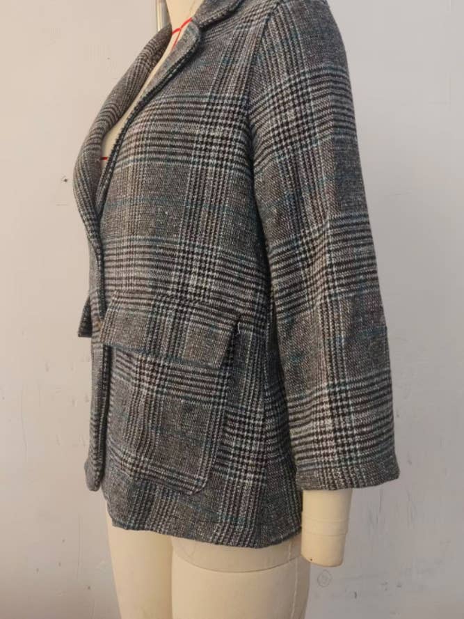 UNISHE - Wholesale Shirt - Women's - Vintage Houndstooth Lapel Blazer ZK25947