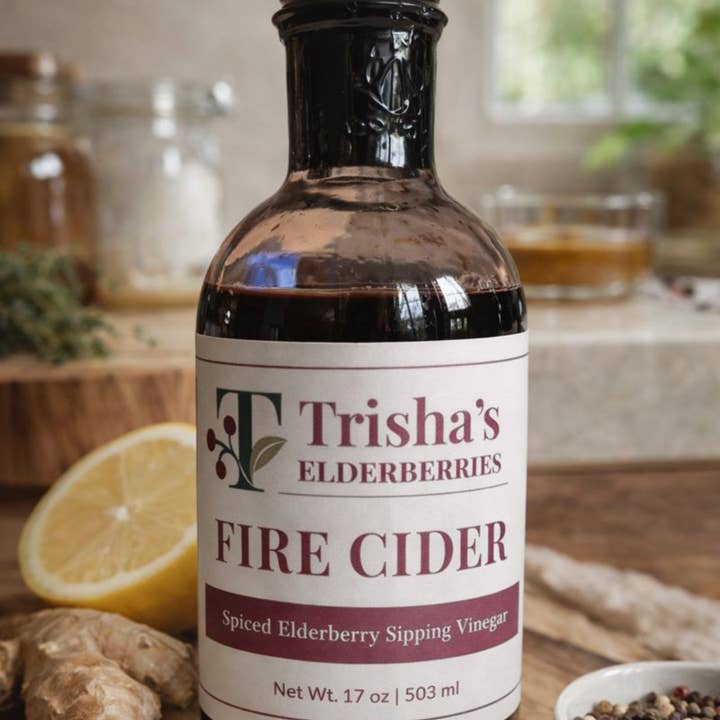 Organic Elderberry Fire Cider Tonic - 17oz (34 servings) voor wholesale door Trisha's Elderberries
