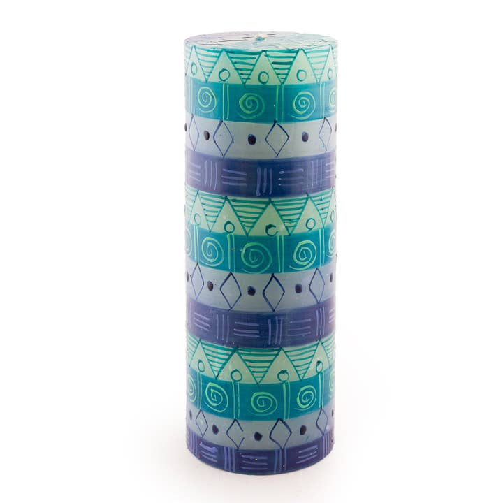 Thumbprint Artifacts - Wholesale Tapered Candle/Candlestick - Blue and Green Candle3