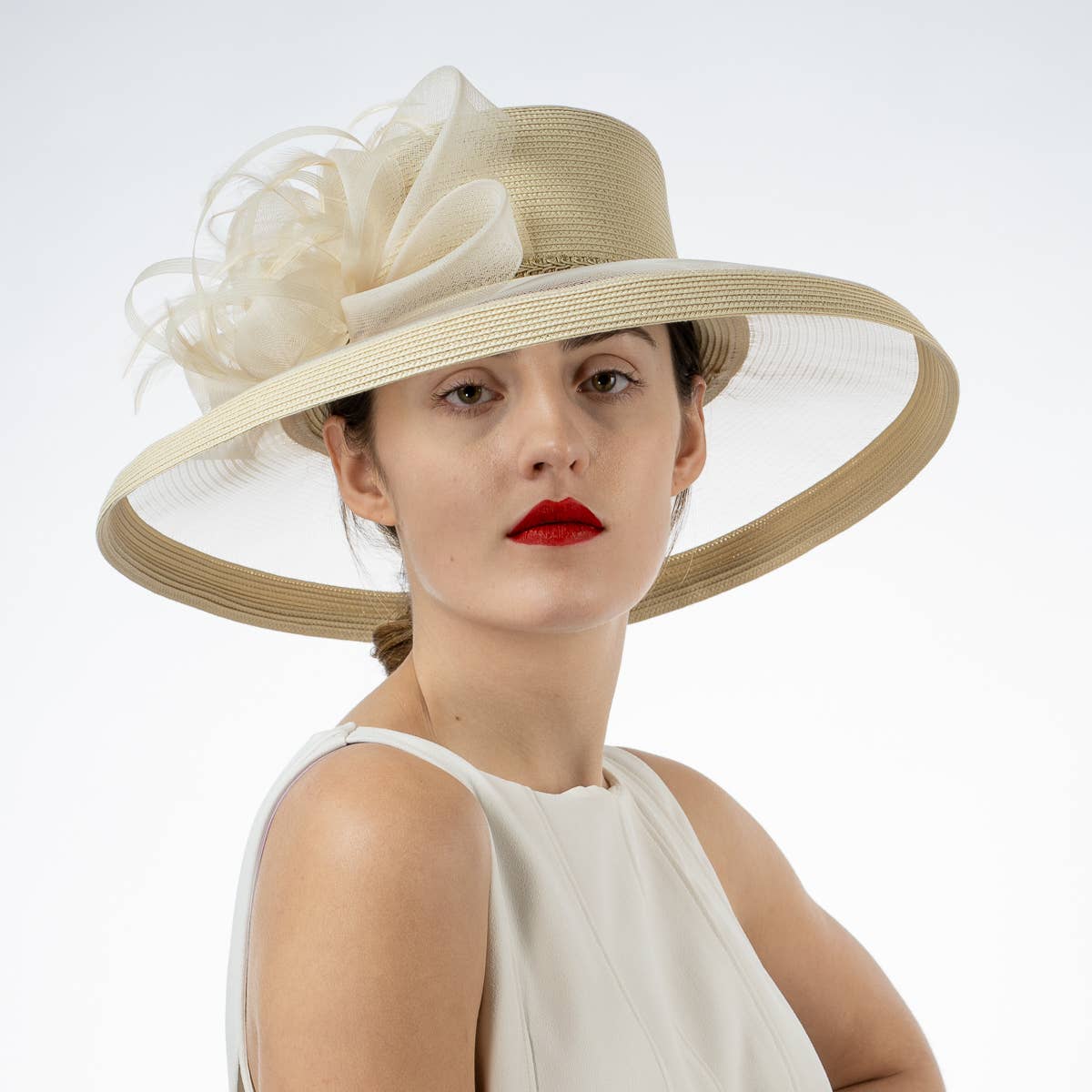 KaKyCo - Vendita all'ingrosso Cappello di paglia - Donna - Cappello di Paglia in Poliestere con Tesa in Crinolina e Fiocco a Nastro | 3018866