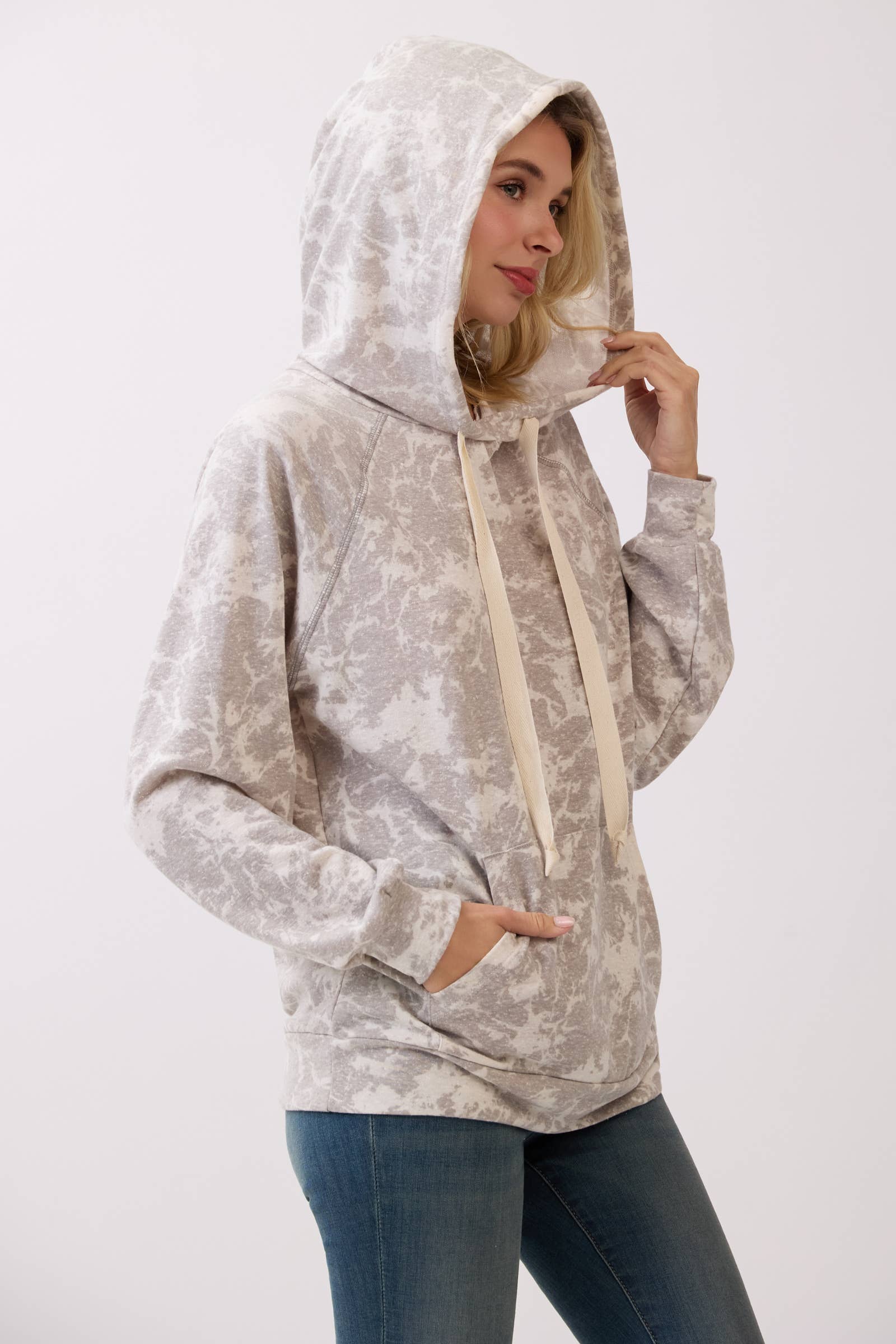BOMBOM - Wholesale Hoodie - Women's - TL2106 Marble Wash Knit Hoodie4