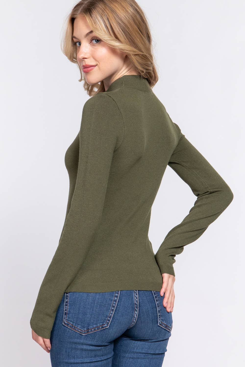 Active Basic | Active USA - Venta al por mayor Jersey de punto - Mujer - Suéter básico de manga larga con cuello simulado13