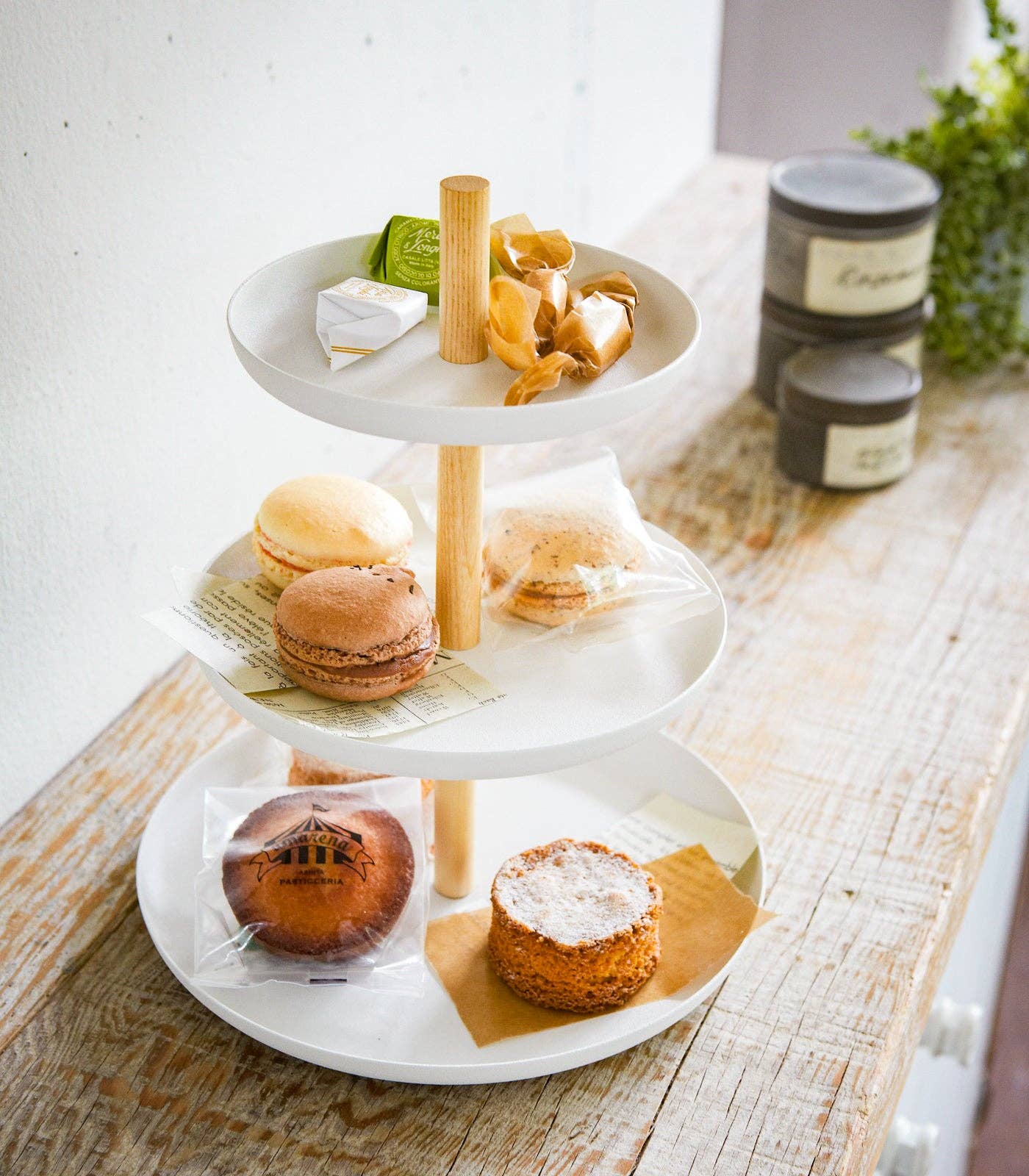 Yamazaki Home - Wholesale Serving Tray - Tosca Serving Stand - Steel + Wood2