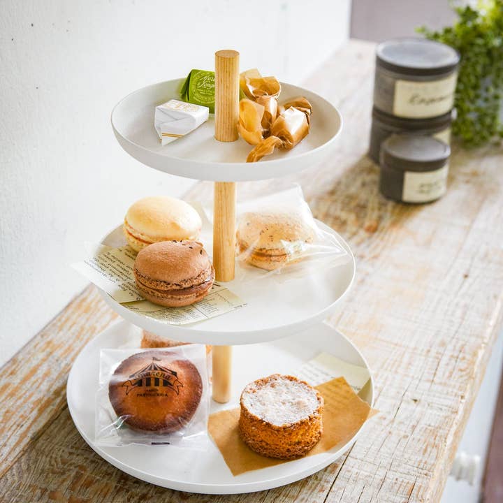 Yamazaki Home - Wholesale Serving Tray - Tosca Serving Stand - Steel + Wood2